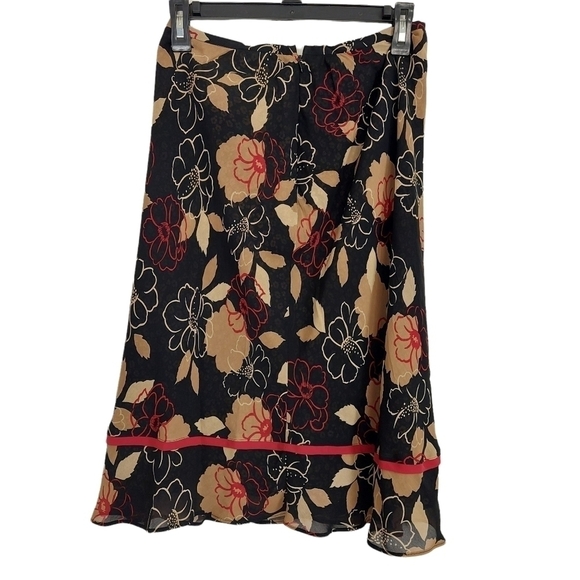 Ann Taylor Dresses & Skirts - LOFT Ann Taylor Pencil Skirt Black Floral Multicolor Lined, Zip Women's Size 2.